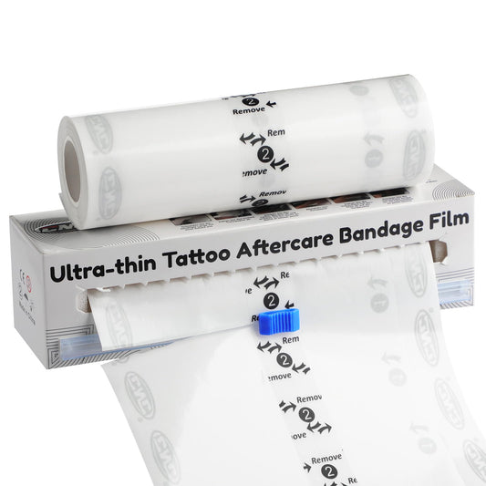 CNC Tattoo Aftercare Bandage 6""x 5.5 Yard Waterproof Adhesive Bandages Transparent Film Dressing with Sliding Cut Tattoo Wraps for Healing Second Skin Protection Tattoo Cover Up Tattoo Supply, White
