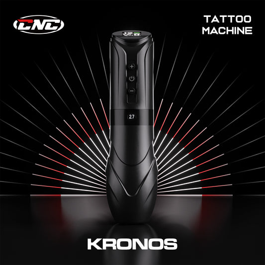 CNC KRONOS Wireless Tattoo Machine with Adjustable Stroke – Rotary Cartridge Tattoo Pen Gun with Extra 1900mAh Battery, Modular Screen Display, Coreless Motor for Professional Tattoo Artists