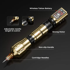 CNC E400 Wireless Tattoo Machine with 3600mAh Dual Batteries Adjustable 7 Strokes 2.4-4.2mm Rotary Pen LED Display Brushless Motor Tattoo Gun for Tattoo Artists Supply