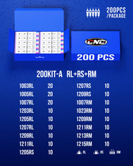 CNC Dimension Tattoo Cartridge Needles 200pcs Assorted RL/RS/RM with Membrane