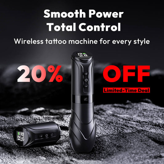 CNC KRONOS Wireless Tattoo Machine with Adjustable Stroke – Rotary Cartridge Tattoo Pen Gun with Extra 1900mAh Battery, Modular Screen Display, Coreless Motor for Professional Tattoo Artists