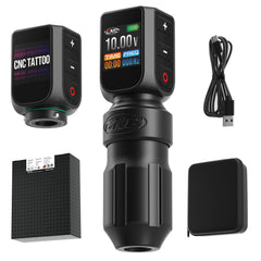 CNC E77 PRO Kabellose Tattoo-Stiftmaschine mit 3200 mAh Doppelbatterien, LED-Anzeige, 4,0-Takt, kernlosem Motor – für Profis und Anfänger