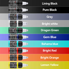 CNC Tattoo Ink 10 Colors Set 1/2oz 15ml/Bottle Tattoo Inks Pigment Kit Superior Tattoo Supplies for Lining, Shading, Tribal, and Blending