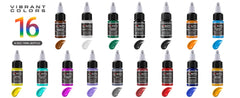 CNC Tattoo Ink 10 Colors Set 1/2oz 15ml/Bottle Tattoo Inks Pigment Kit Superior Tattoo Supplies for Lining, Shading, Tribal, and Blending