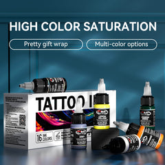 CNC Tattoo Ink 10 Colors Set 1/2oz 15ml/Bottle Tattoo Inks Pigment Kit Superior Tattoo Supplies for Lining, Shading, Tribal, and Blending