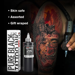 CNC 8oz Black Tattoo Ink Set 240ml Pure Black Vegan-Friendly Pigment Professional Tattoo Supplies for Lining, Shading, Blending Premium Skin-Safe Inks