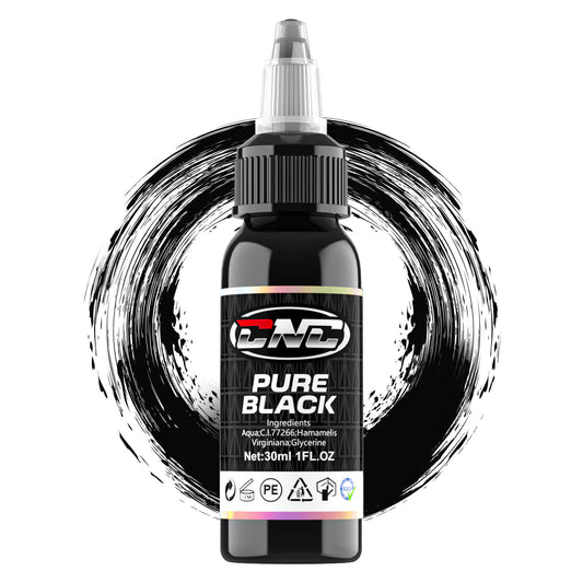 CNC Black Tattoo Ink 1oz (30ml) USA Standard Pigment Tattoo Supplies for Lining, Shading, Tribal, and Blending Pure Black Premium Inks