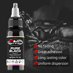 CNC Black Tattoo Ink 1oz (30ml) USA Standard Pigment Tattoo Supplies für Lining, Shading, Tribal und Blending Pure Black Premium Inks 