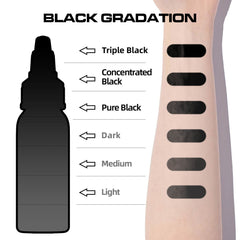 CNC Tattoofarbe Konzentriertes Schwarzes Professionelles Liner Outlining Permanent Schwarzes Tattoo-Tintenset Körperfarben Microblading-Pigment für Tätowierer - (1 oz) 30 ml 