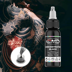 CNC Tattoofarbe Konzentriertes Schwarzes Professionelles Liner Outlining Permanent Schwarzes Tattoo-Tintenset Körperfarben Microblading-Pigment für Tätowierer - (1 oz) 30 ml 