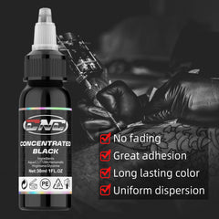 CNC Tattoofarbe Konzentriertes Schwarzes Professionelles Liner Outlining Permanent Schwarzes Tattoo-Tintenset Körperfarben Microblading-Pigment für Tätowierer - (1 oz) 30 ml 
