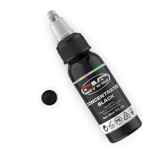 CNC Tattoo Colour Concentrated Black Professional Liner Outlining Permanent Black Tattoo Ink Set Body Colours Microblading Pigment for Tattoo Artists - (1 oz) 30 ml